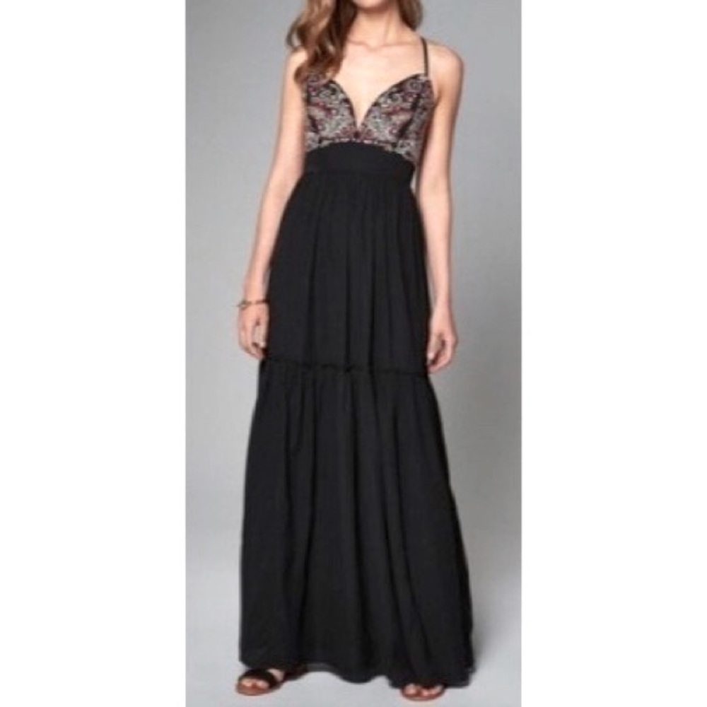 Abercrombie and Fitch black embroidered maxi dress.